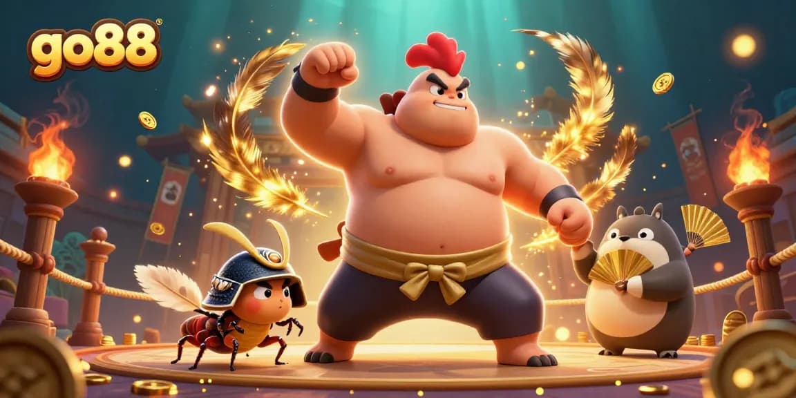 Experience go88's thrilling casino action with a legendary sumo wrestler and samurai in dynamic arena