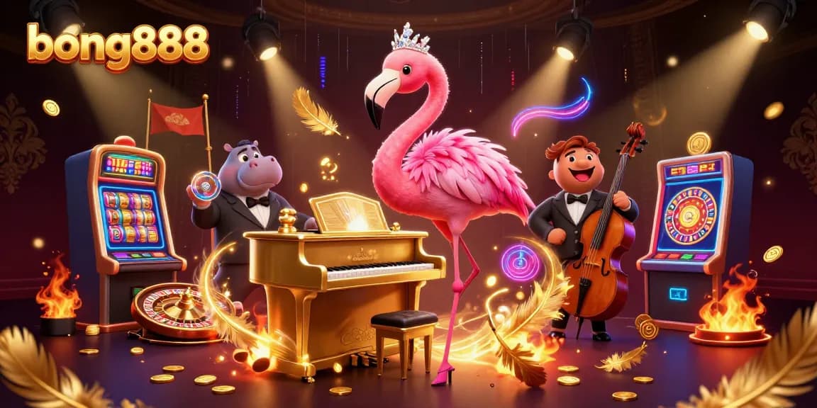 Experience the thrill of bong888 with vibrant casino scenes featuring dynamic gaming elements and energetic characters.