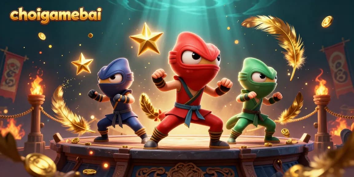 Engage in thrilling Mậu Binh at choigamebai with a colorful team of ninja chameleons!
