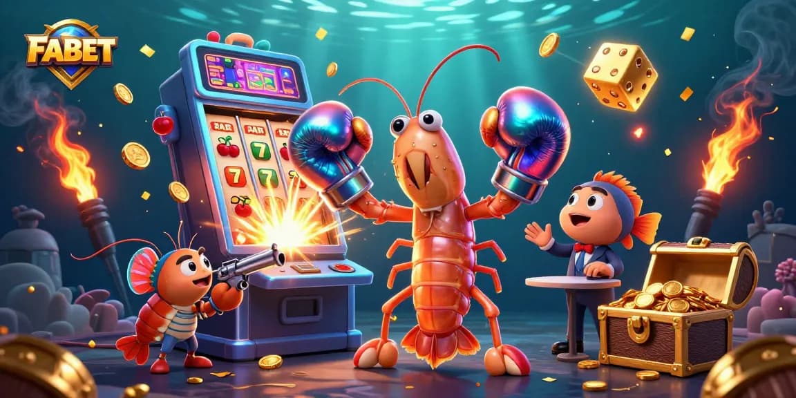 Experience exciting FABET action with vibrant 3D underwater casino illustrations featuring playful marine life.