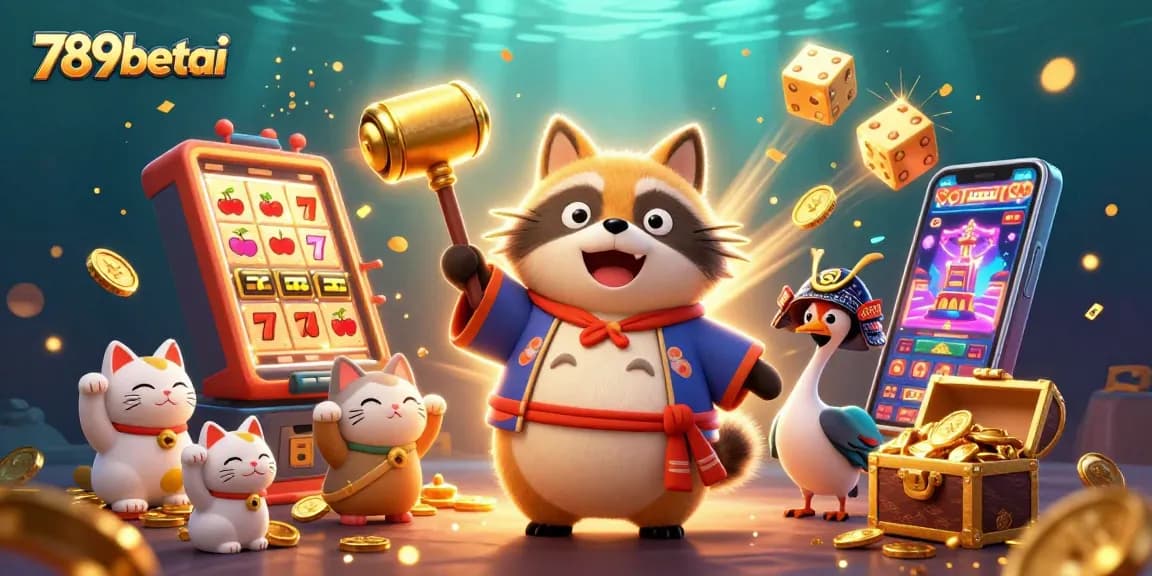 Experience the fun of casino gaming with 789betai's vibrant characters celebrating wins in a dynamic scene.