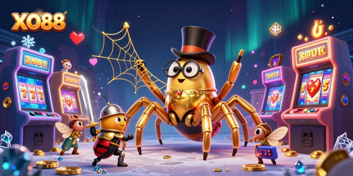 Engage in thrilling gaming experiences with XO88's vibrant slot machines and whimsical characters.