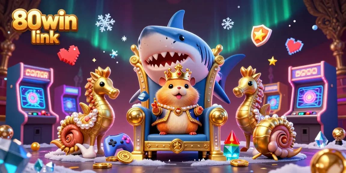 Experience the thrill of 80win link through a vibrant 3D casino illustration filled with winning chances.