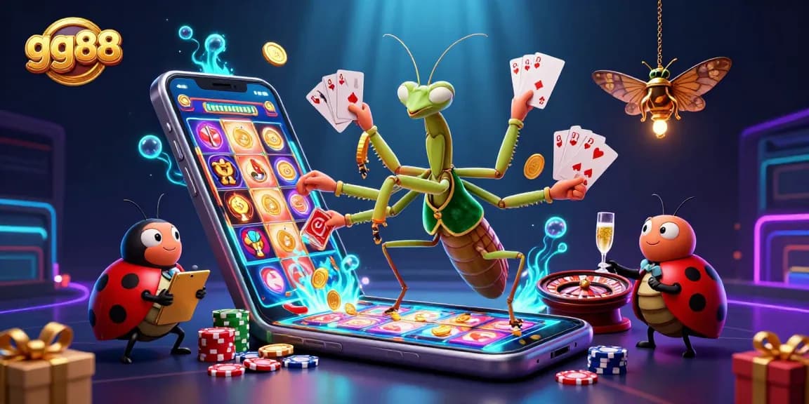 Engage with gg88's thrilling casino experience featuring a dynamic gaming scene with vibrant elements.