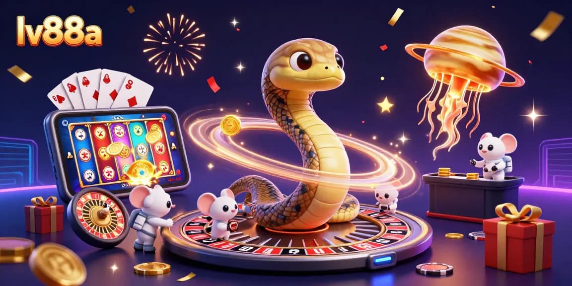 Engage in thrilling bets with lv88a as players risk it all around a cosmic roulette scene.