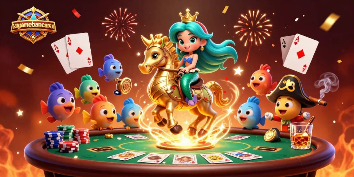 Experience thrilling gameplay with taigamebancaanxu in a vibrant casino scene featuring a mermaid and poker elements.