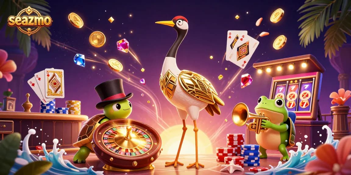 Experience winning strategies at seazmo's vibrant casino with lively characters and thrilling game elements.