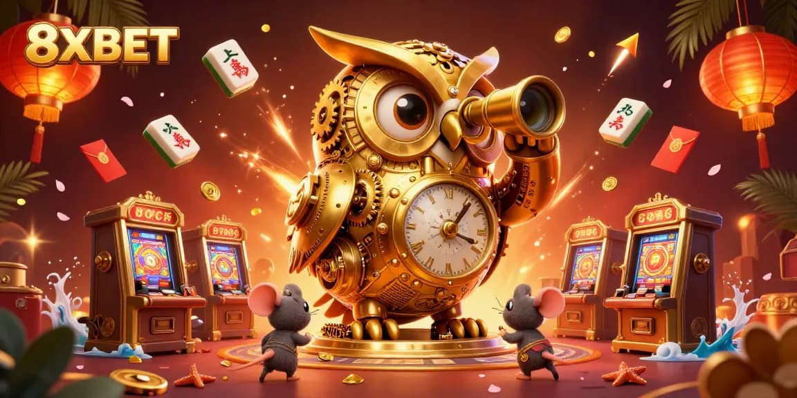 Experience thrilling gameplay at 8XBET with a vibrant casino scene featuring unique characters and elements.