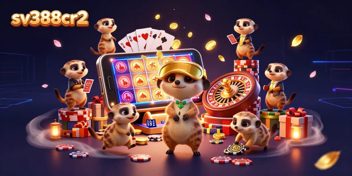 Join the action at sv388cr2 with a colony of meerkats running a lively casino scene, featuring vibrant game elements.