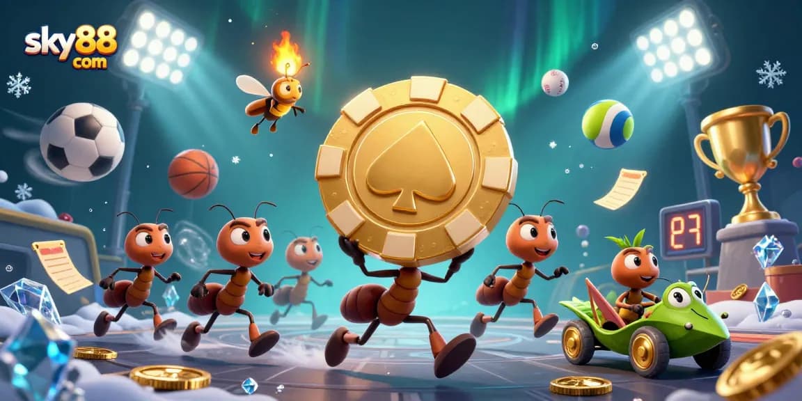 Experience the thrill of sky88 com as ants pull off a heist in a vibrant casino world.