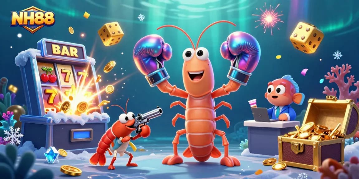 Experience the thrills of NH88 online casino with engaging characters and vibrant, action-packed scene.