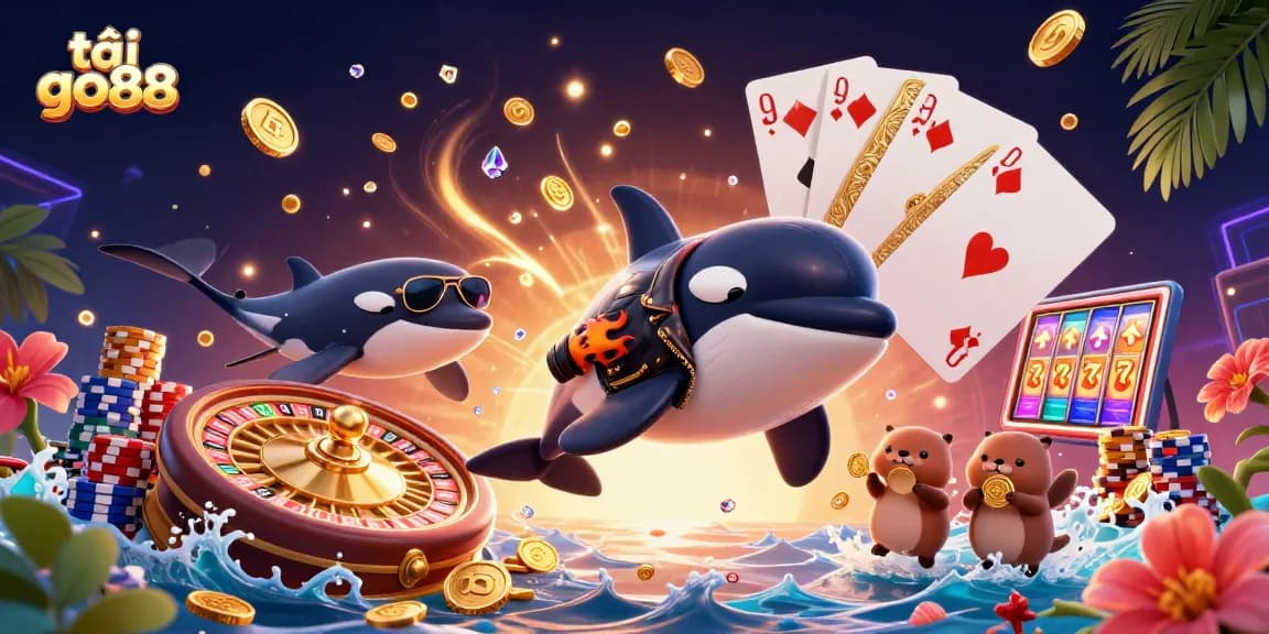 Experience excitement and win big while tải go88 with dynamic, colorful casino elements in vibrant 3D illustration.