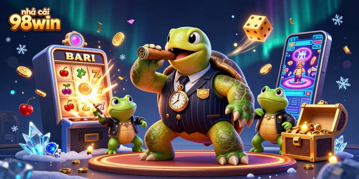 Experience the excitement of nhà cái 98win with vibrant characters and thrilling casino elements.