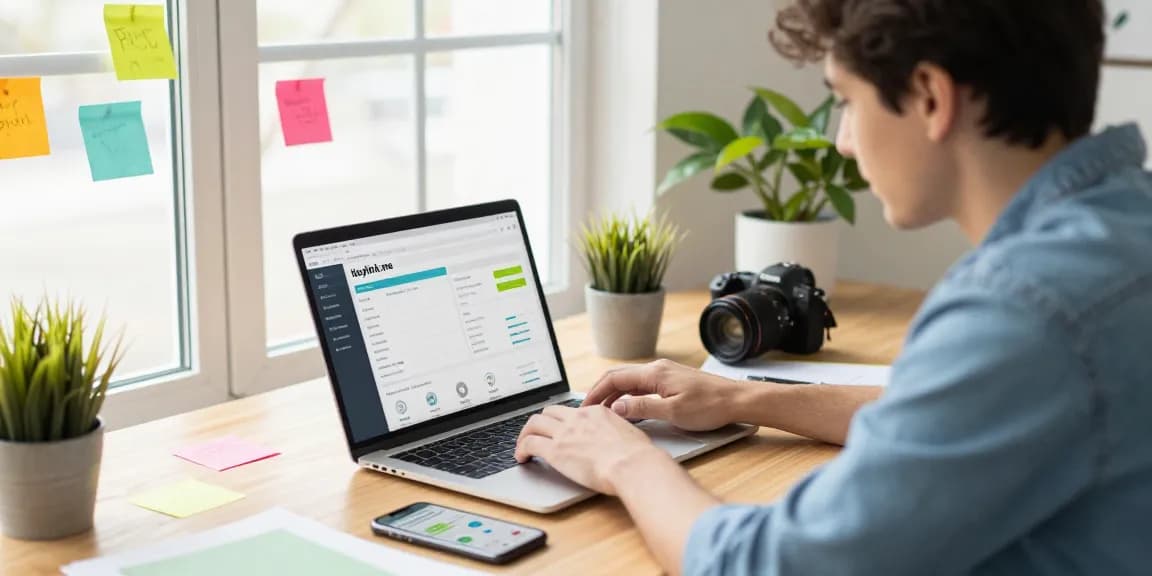 Tampilkan GEGESLOT di dasbor Heylink.me bersama perangkat digital yang menarik.