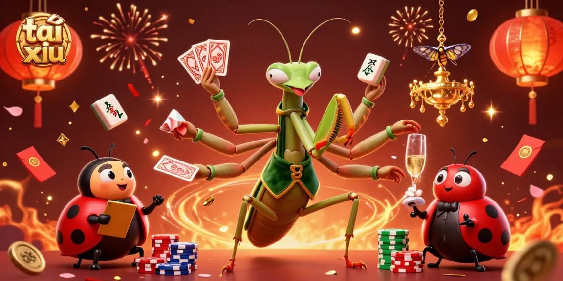 Experience thrilling tài xỉu action in this vibrant casino scene with animated characters and festive elements.