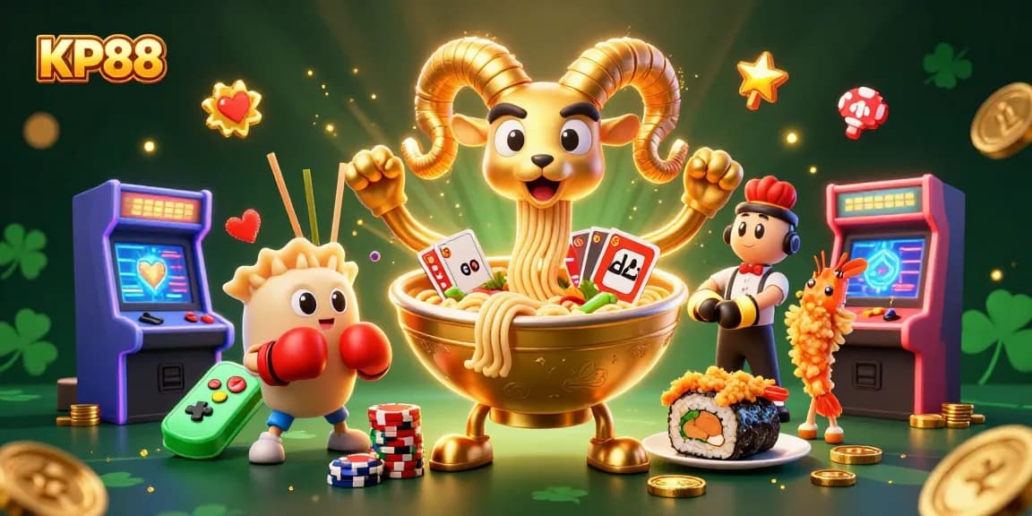 Experience betting excitement at KP88 with vibrant characters in a lively casino scene.