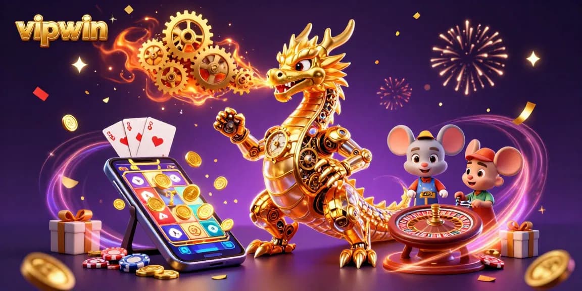 Experience thrilling winnings with vipwin in this vibrant casino-themed illustration.