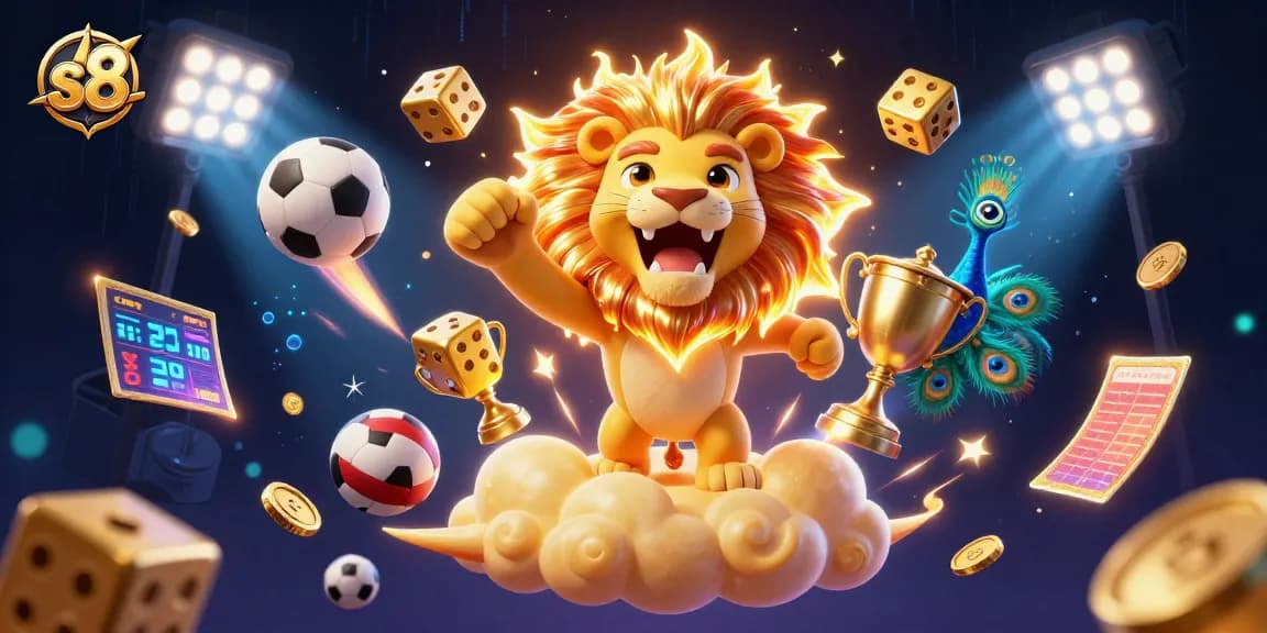 S8 elevates your gaming experience with dynamic sports elements, showcasing vibrant 3D casino fun.