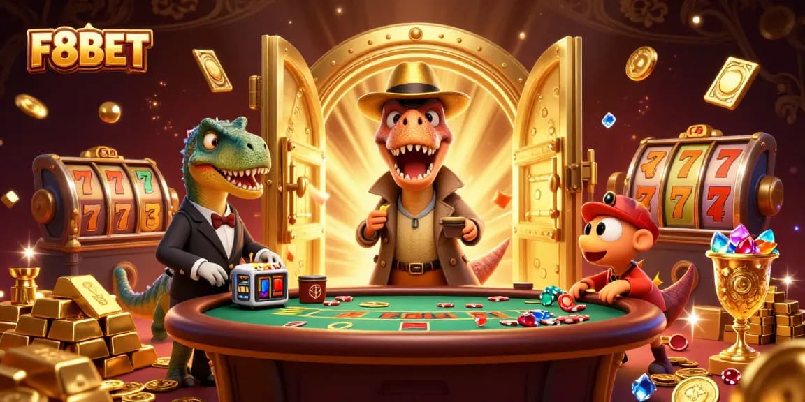 Experience thrilling blackjack action with F8BET's velociraptor counter and sparkling gems.