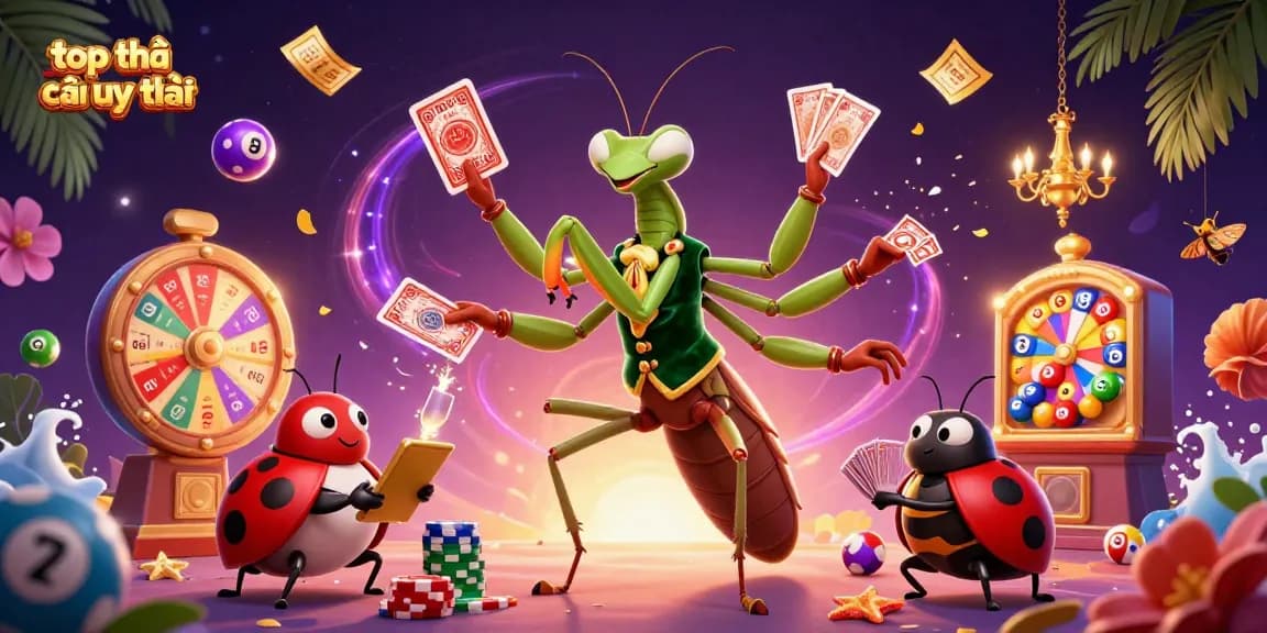 Win big at top nhà cái uy tín with high-stakes casino action featuring colorful lottery and card game elements.
