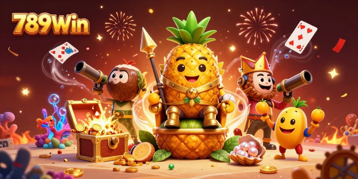 Engage in thrilling gameplay at 789Win with a vibrant 3D casino scene filled with colorful characters and elements.