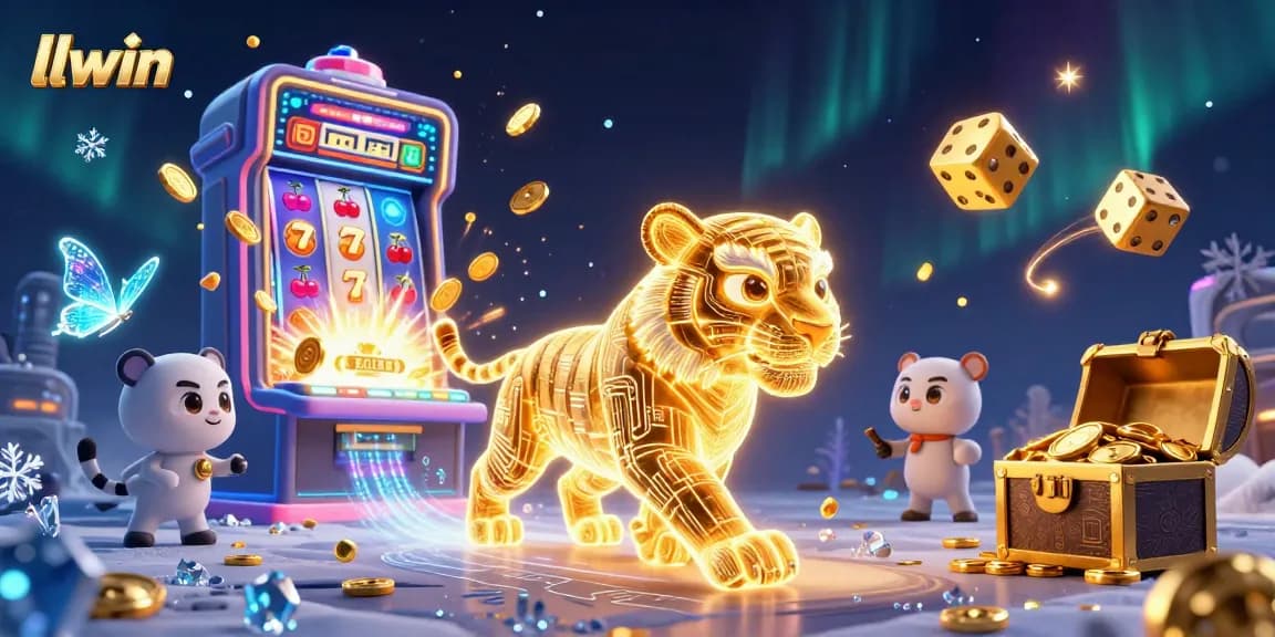 Experience the thrill of llwin in a vibrant digital casino scene with a golden tiger and jackpot excitement.