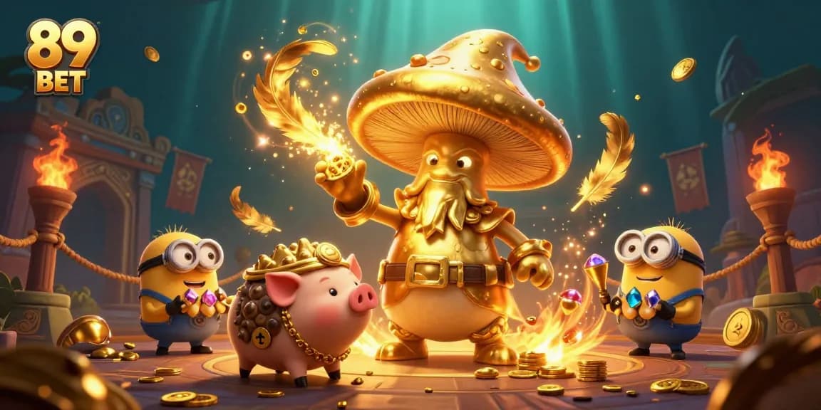 Experience the excitement of 89 BET as golden treasures sparkle in a vibrant casino scene.
