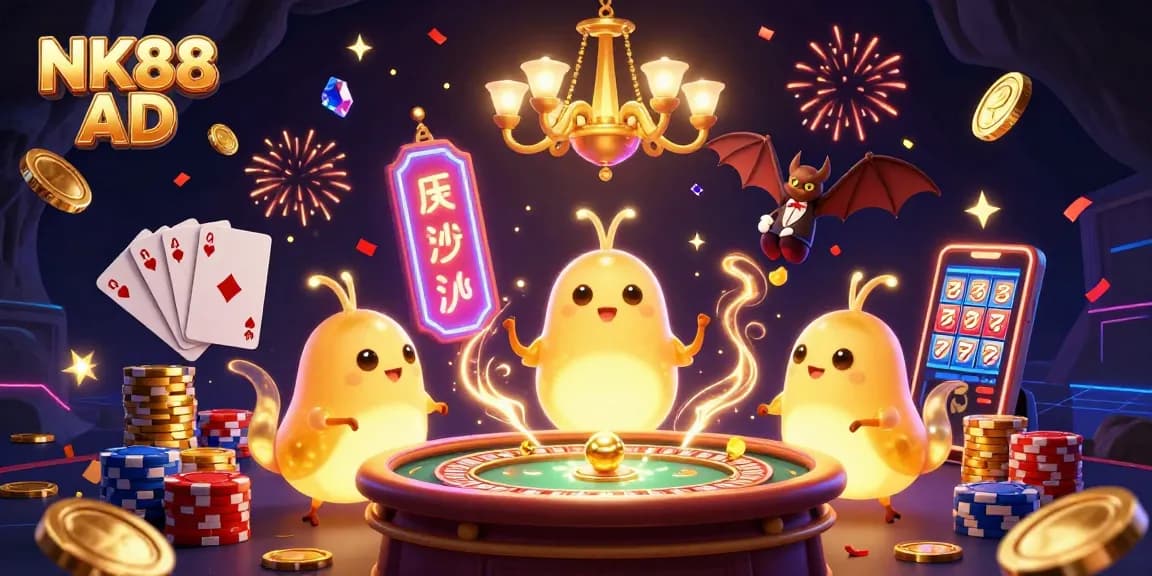 Join the excitement at NK88 AD, where vibrant glowworms and a bat dealer light up the thrilling casino atmosphere!