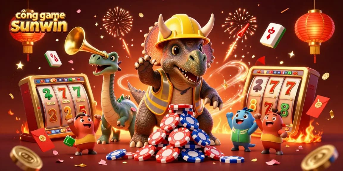 Experience the excitement at cổng game sunwin with vibrant slots and joyful characters in celebration.