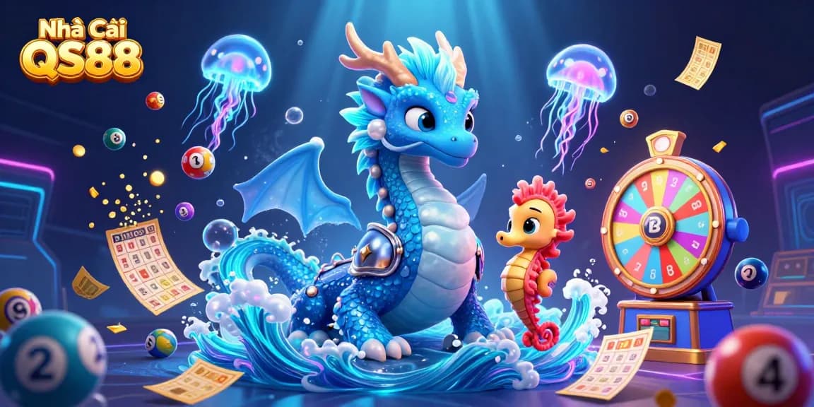 Play thrilling games at Nhà Cái QS88, surrounded by vibrant colors and exciting casino elements.