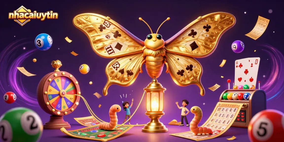 Engage with top gambling activities at nhacaiuytin through vibrant 3D casino illustration showcasing lottery themes.
