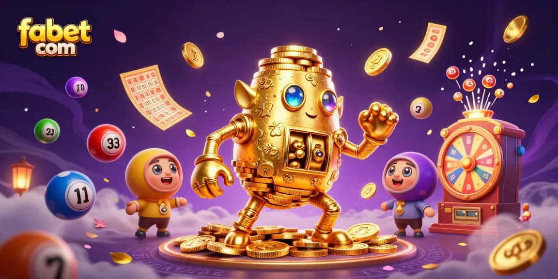 Experience dynamic wins at fabet com with vibrant casino elements and a golden golem.
