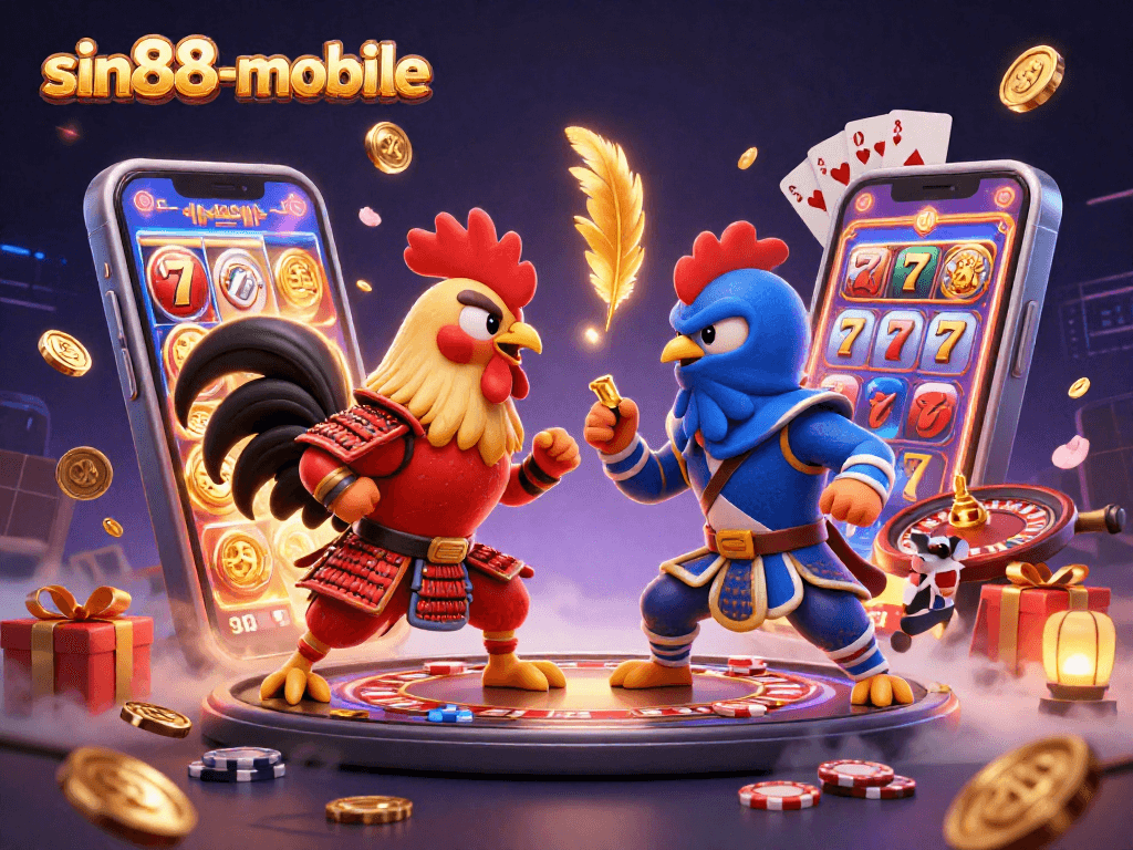 Competitive roosters in sin88-mobile casino scene with dynamic games and rich visuals.