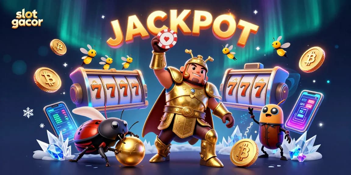 Experience the thrilling excitement of slot gacor with vibrant 3D characters celebrating a big win under dazzling lights.