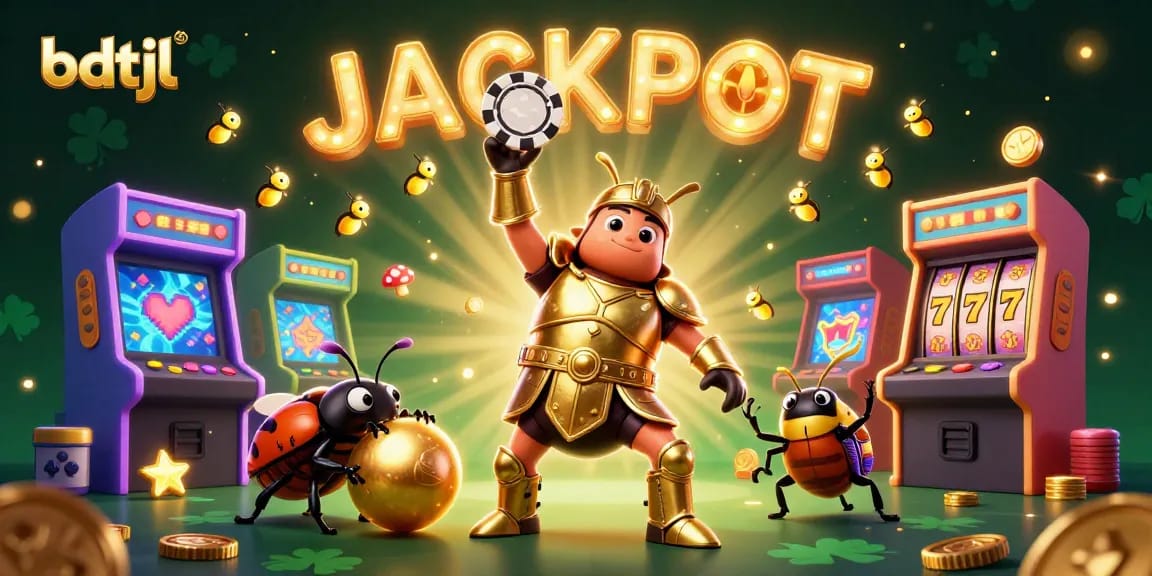 Engage with bdtjl's thrilling casino atmosphere featuring vibrant characters and iconic gaming elements.