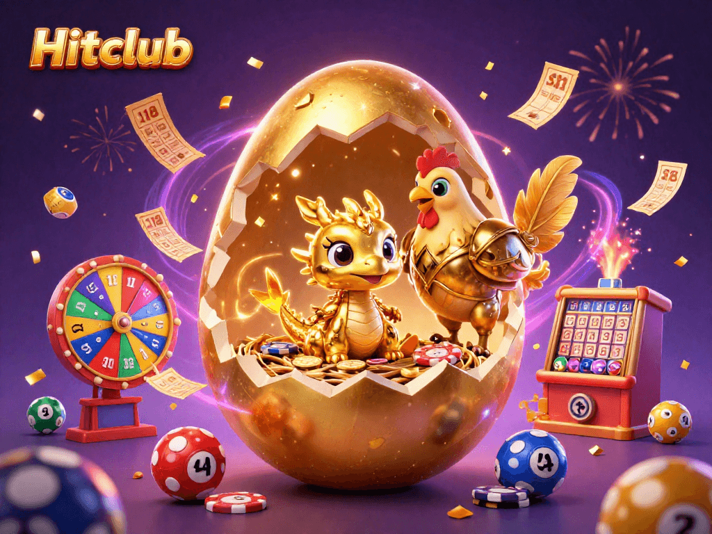 Hitclub reveals spectacular casino magic with a golden dragon in a vibrant, festive setting.