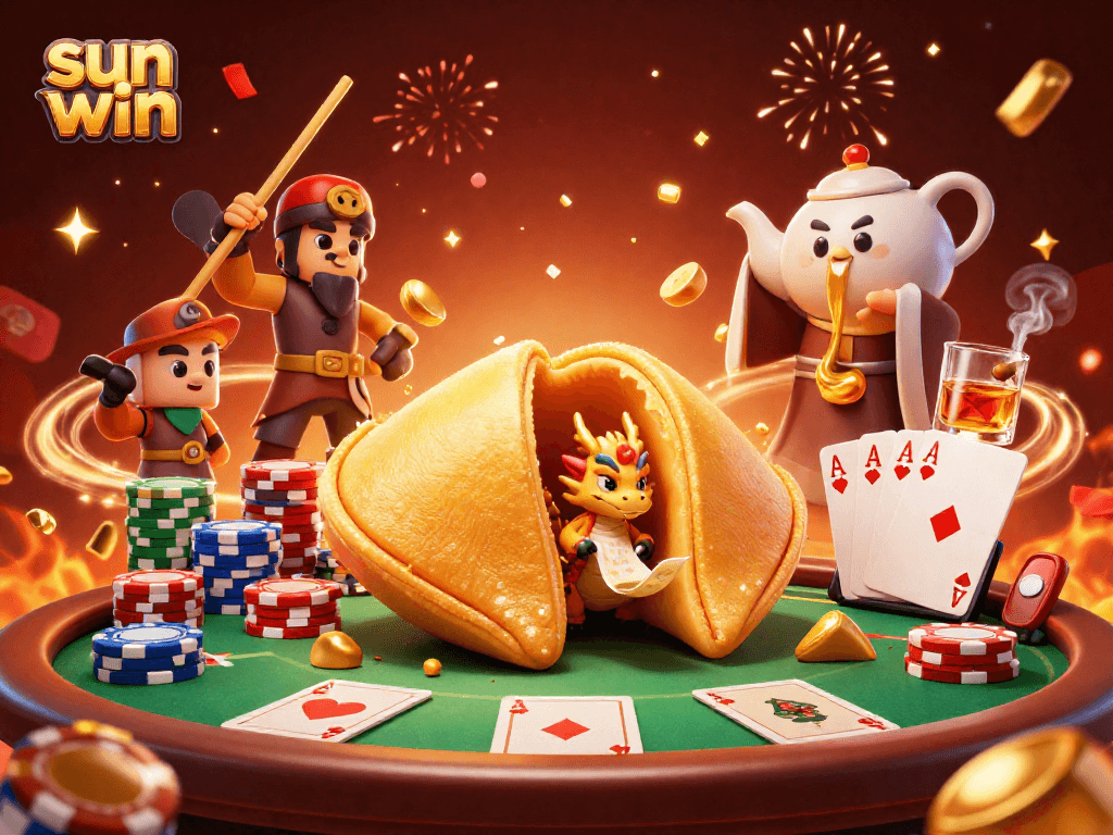 Experience the thrill of sun win with interactive casino elements and dynamic characters in a vibrant scene.