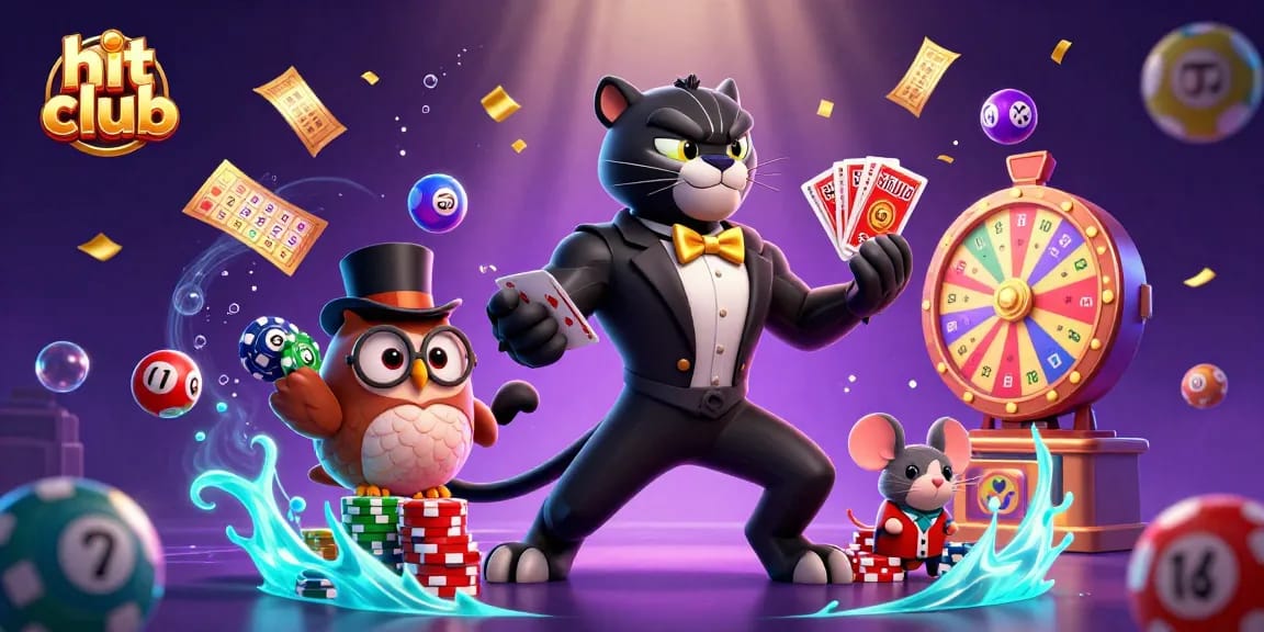 Engage with the hit club experience as the black panther deals cards elegantly among festive gaming elements.