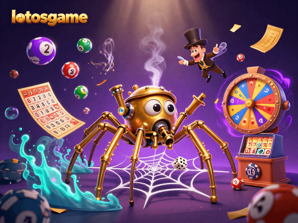 Engage with lotosgame's vibrant atmosphere, where steampunk characters explore dynamic lottery elements.