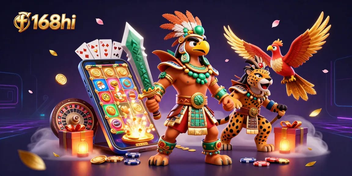 Experience the exciting gaming world of f168hi with vibrant casino elements and dynamic characters.