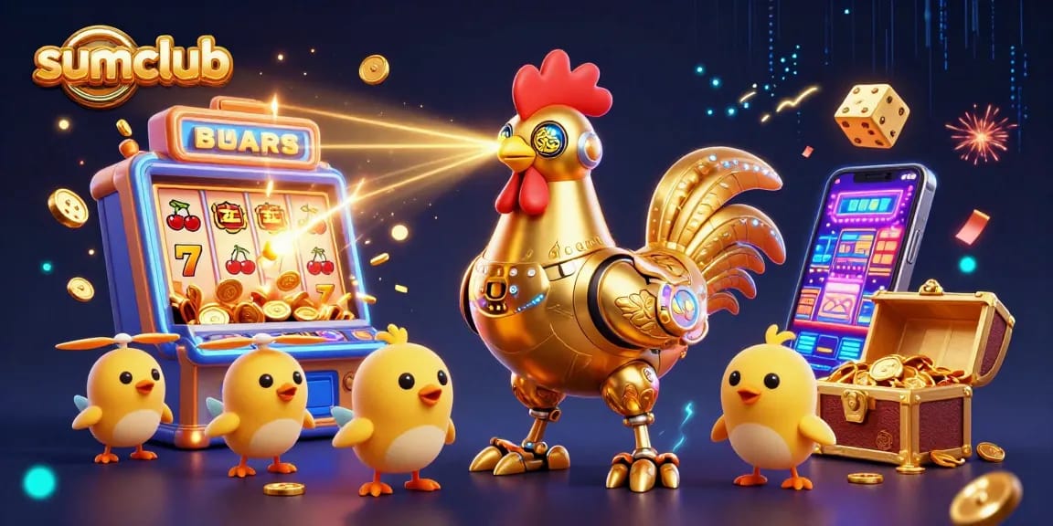 Experience thrilling gameplay at sumclub with our vibrant 3D casino illustration featuring jackpots and fun gaming elements.