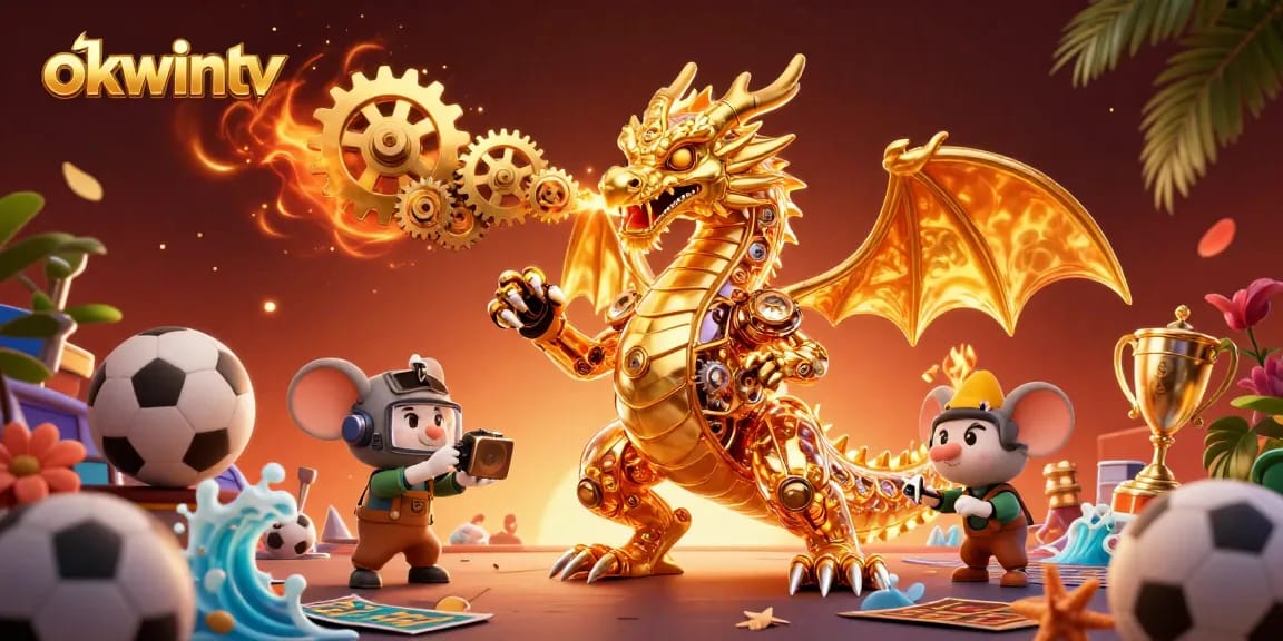 Engage in dynamic betting experiences with okwintv featuring a golden dragon in an exciting casino scene.