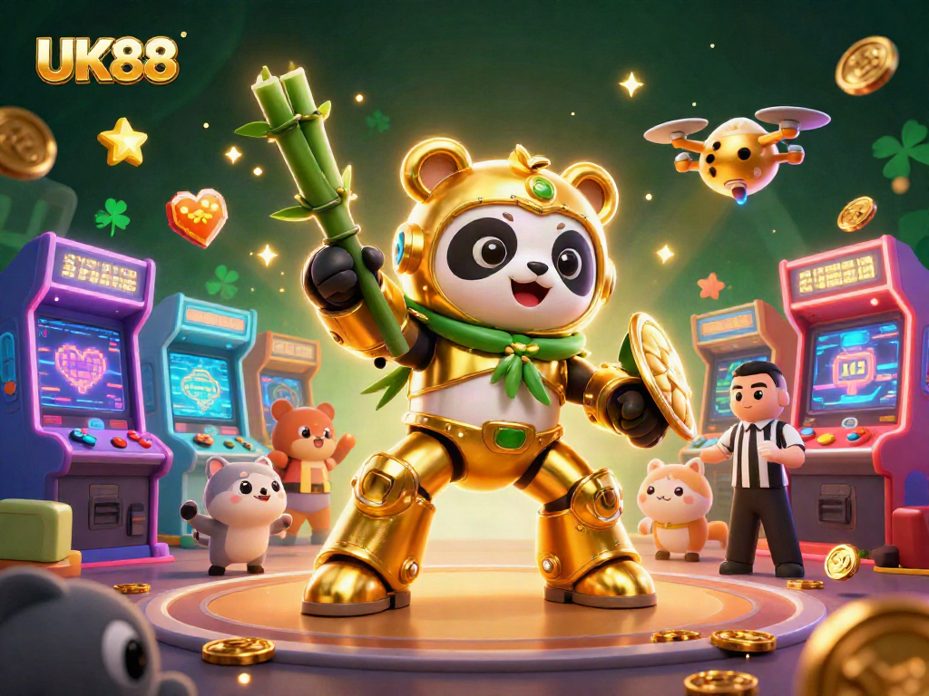 Experience the thrilling action of UK88 with a vibrant 3D casino illustration featuring exciting gaming elements.