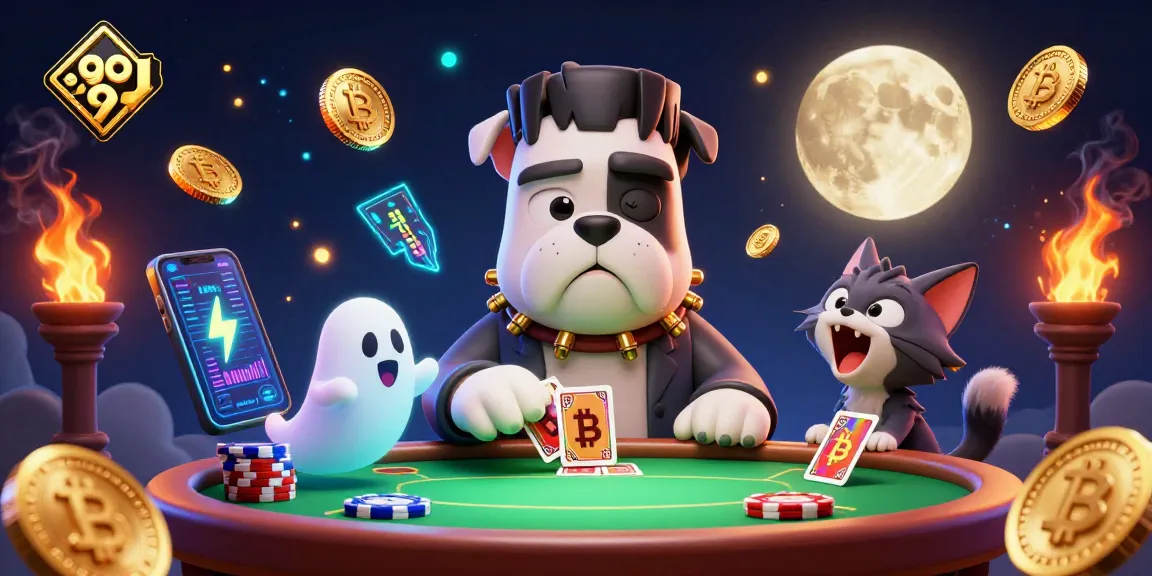 Join the fun at go 99 with a lively poker scene featuring a monster dealer and crypto elements.