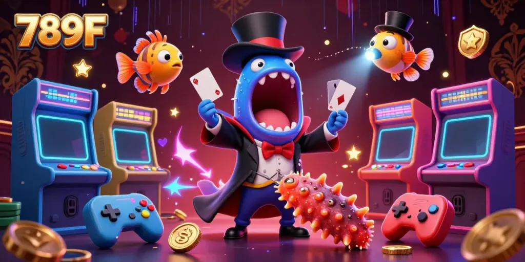 Engage with the vibrant wonders of 789F through an intricate 3D casino illustration featuring magical sea creatures.