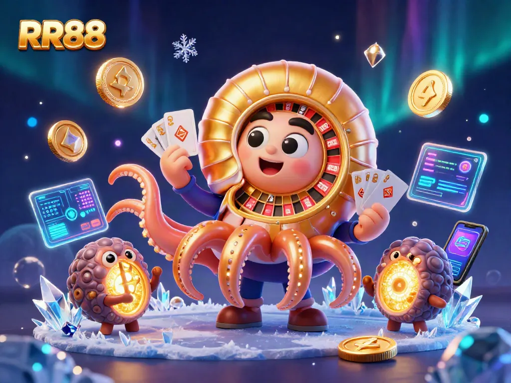Engage with RR88's thrilling gaming experience featuring a giant nautilus and crypto elements.