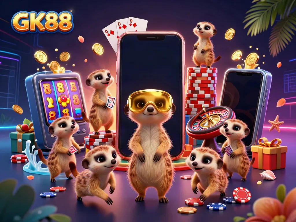 GK88 meerkats run a vibrant casino with dynamic games and colorful elements.