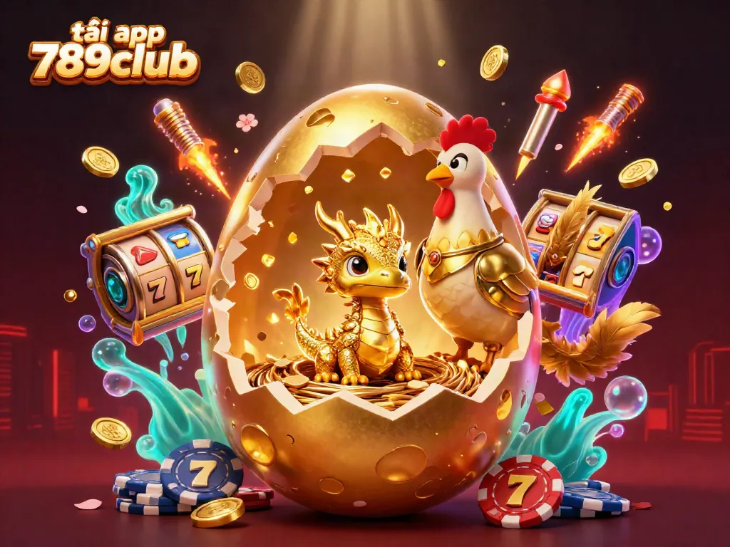 Experience thrilling gameplay with tải app 789club featuring a golden dragon, vibrant slot reels, and dazzling graphics.