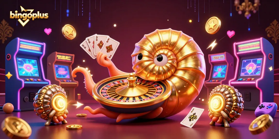Experience the thrill of bingoplus with a dynamic scene featuring a giant nautilus as a roulette wheel.