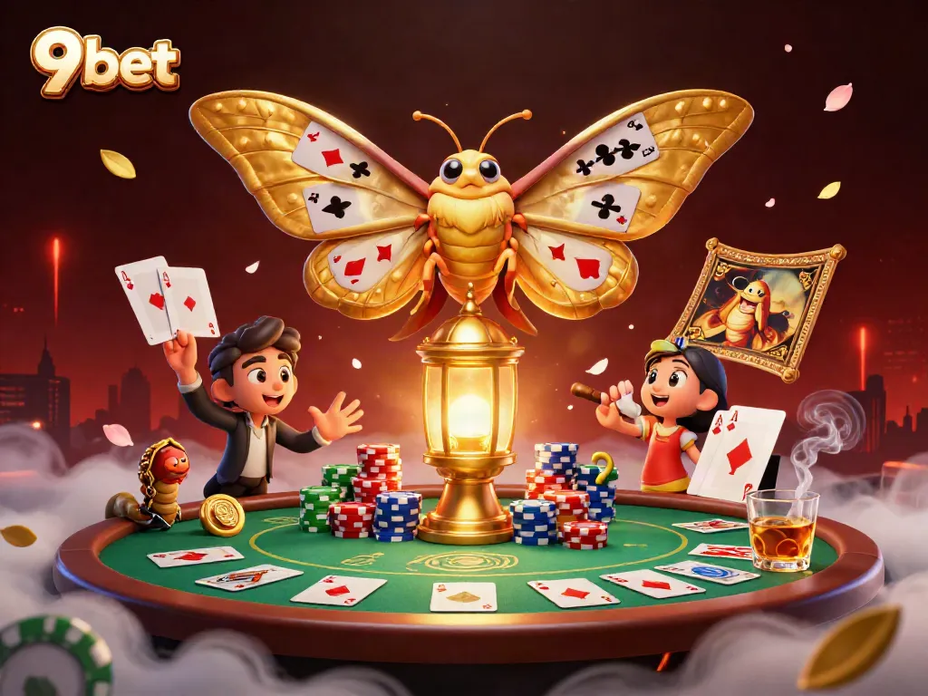 Engage with thrilling casino scenes featuring 9bet in a dynamic illustration of gaming excitement.